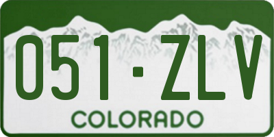 CO license plate 051ZLV