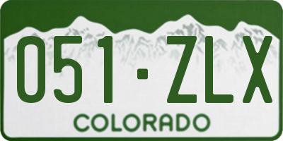 CO license plate 051ZLX