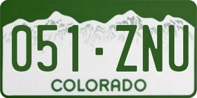 CO license plate 051ZNU