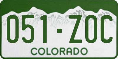 CO license plate 051ZOC