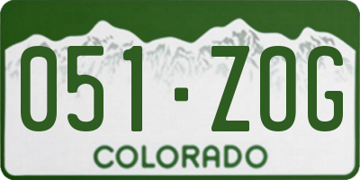 CO license plate 051ZOG