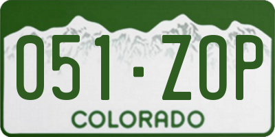 CO license plate 051ZOP