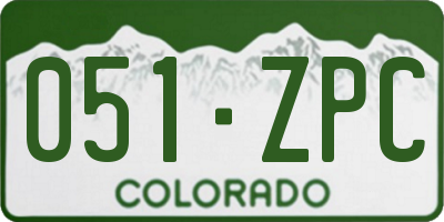 CO license plate 051ZPC