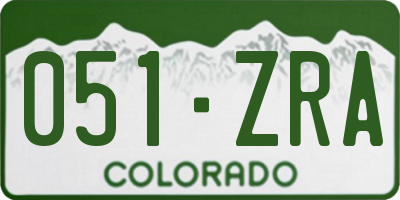 CO license plate 051ZRA