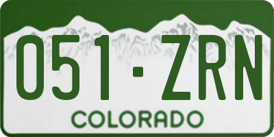 CO license plate 051ZRN