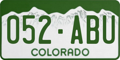 CO license plate 052ABU