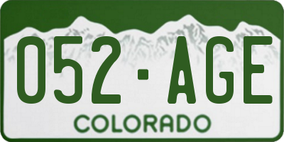 CO license plate 052AGE