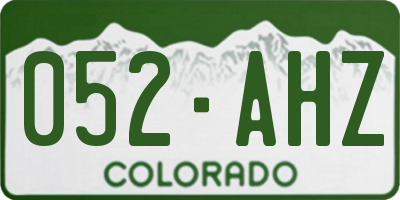 CO license plate 052AHZ