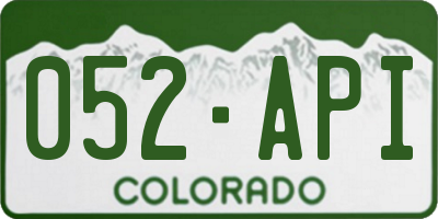 CO license plate 052API