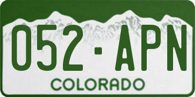 CO license plate 052APN