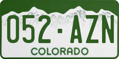 CO license plate 052AZN