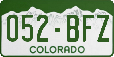 CO license plate 052BFZ