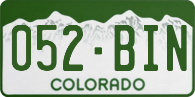 CO license plate 052BIN