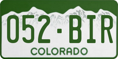 CO license plate 052BIR