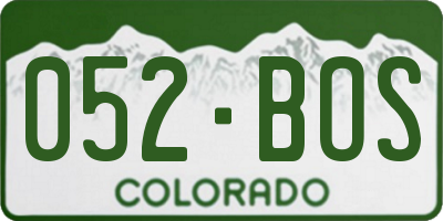 CO license plate 052BOS