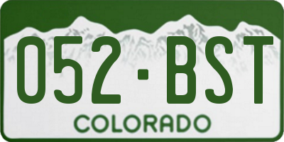 CO license plate 052BST
