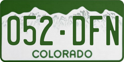 CO license plate 052DFN