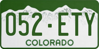 CO license plate 052ETY