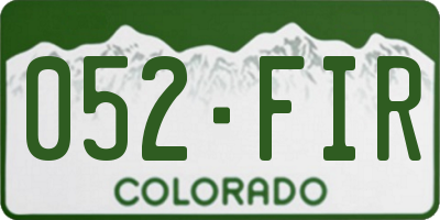 CO license plate 052FIR