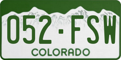 CO license plate 052FSW