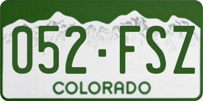 CO license plate 052FSZ
