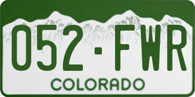 CO license plate 052FWR