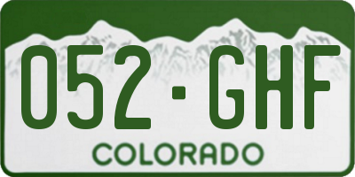 CO license plate 052GHF