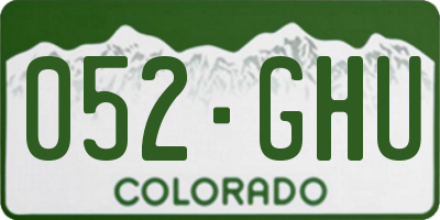 CO license plate 052GHU