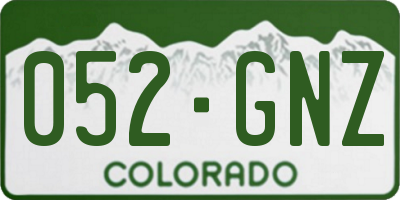CO license plate 052GNZ