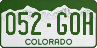 CO license plate 052GOH