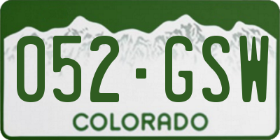 CO license plate 052GSW