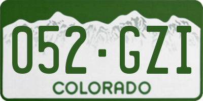 CO license plate 052GZI