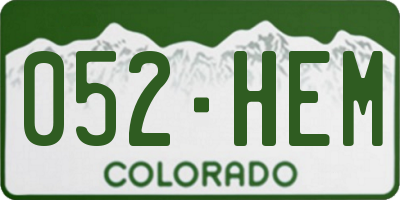 CO license plate 052HEM