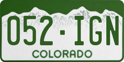 CO license plate 052IGN