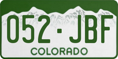 CO license plate 052JBF