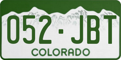 CO license plate 052JBT