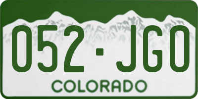 CO license plate 052JGO