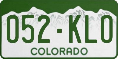 CO license plate 052KLO
