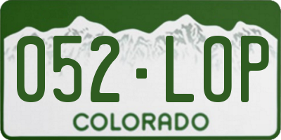 CO license plate 052LOP
