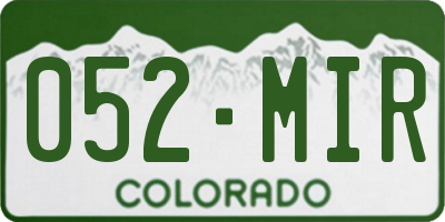 CO license plate 052MIR