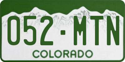 CO license plate 052MTN