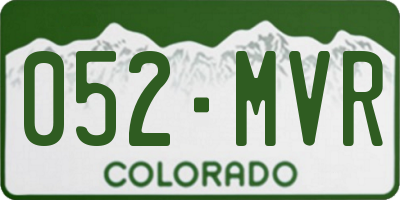 CO license plate 052MVR