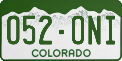 CO license plate 052ONI