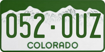 CO license plate 052OUZ