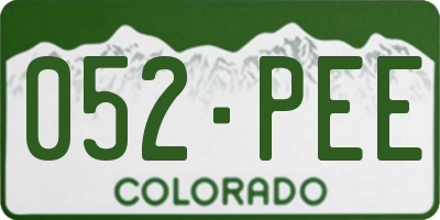 CO license plate 052PEE