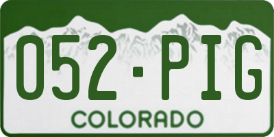 CO license plate 052PIG