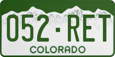 CO license plate 052RET