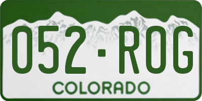 CO license plate 052ROG