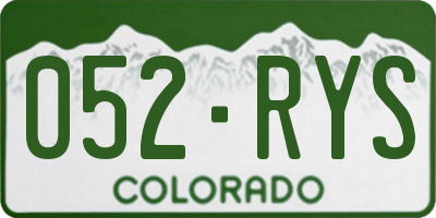 CO license plate 052RYS