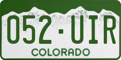 CO license plate 052UIR
